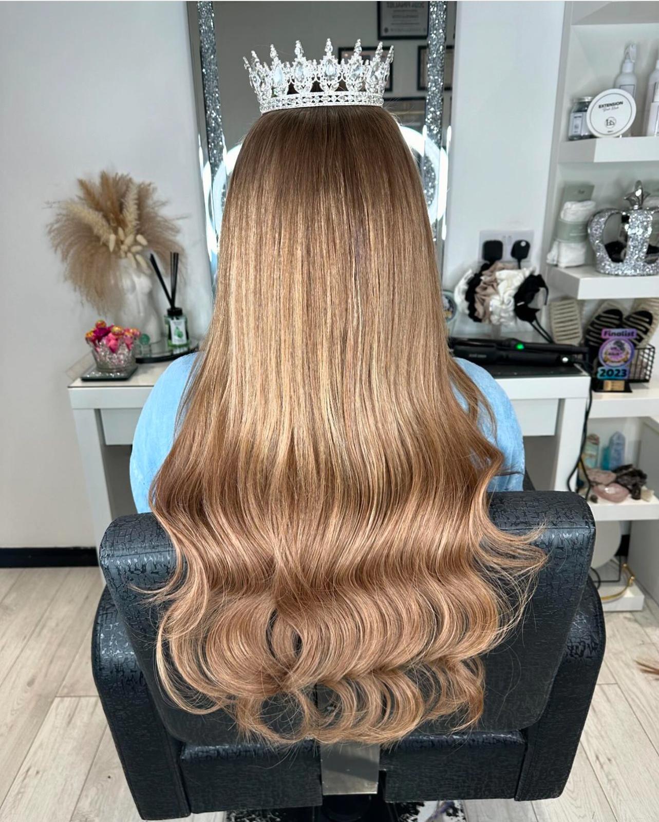 a WOMAN WEARING NANO TIPS HAIR EXTENSION